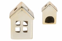 Świecznik ceramiczny domek 7,8x5,6x11cm złoty | FD99-133
