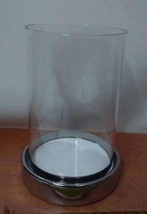 Świecznik szklany z kloszem 17cm | HTRD9776