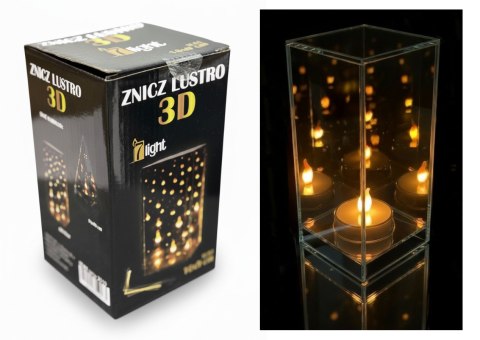 Latarnia lampion szklana znicz lustro lustrzany kwadrat 3D 16 x 9 cm SL-K1