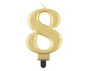 Świeczka B&C cyferka 8 metalik złota 8,0 cm PF-SCZ8