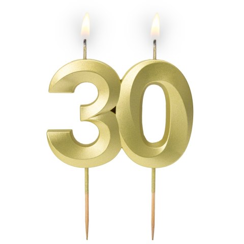 Świeczka cyferka "30" złota satyna 64-41