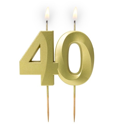 Świeczka cyferka "40" złota satyna 64-42
