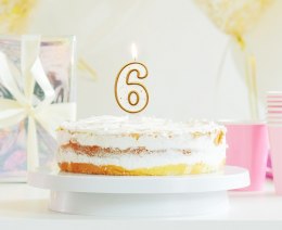 Świeczka cyfra 6 urodziny złoty kontur PF-SCZK6
