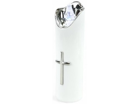 Świeczka led / wkład do zniczy 15cm z krzyżem
