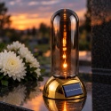 Lampion solarny VELORA szklana tuba plastikowa złota podstawa 28 x 16 x 16 cm