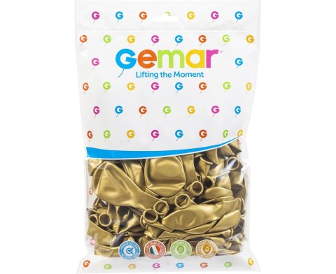 Balony Gemar 12" 30cm , metalik złoty dorato100 szt GM110/74