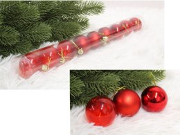 Bombki plastikowe tuba 4 cm kpl. 9 CZERWONE połysk mat transparentne ZX-003
