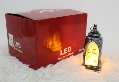 Lampion latarenka świąteczna led 13 x 5,5 x 5,5 cm stare srebro miedziana SMU-134