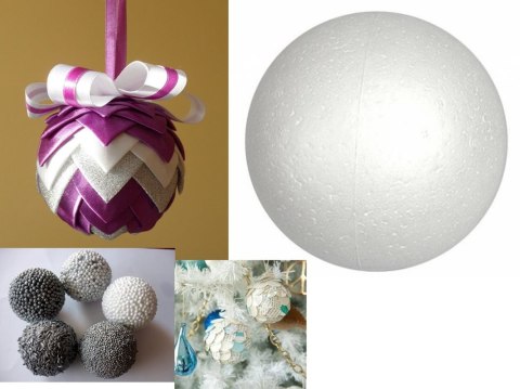 Styropianowe bombki KULE do zdobienia 6 cm - kpl 6 szt w folii XML-15051