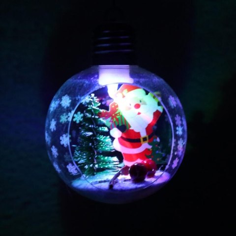 BOMBKA PLASTIKOWA Z OŚWIETLENIEM LED I MIKOŁAJEM 8 CM II