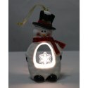 Bałwanek Ceramiczny z Podświetlaną Śnieżynką LED, Biały, 15 cm