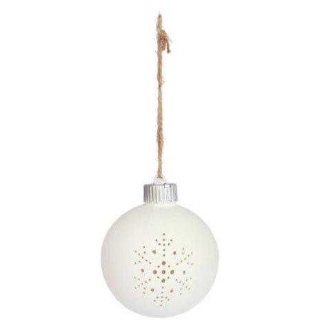 Bombka ceramiczna LED na baterię z motywem śnieżynki
