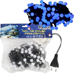 Lampki choinkowe na sznurze 100 LED PEREŁKI NIEBIESKIE